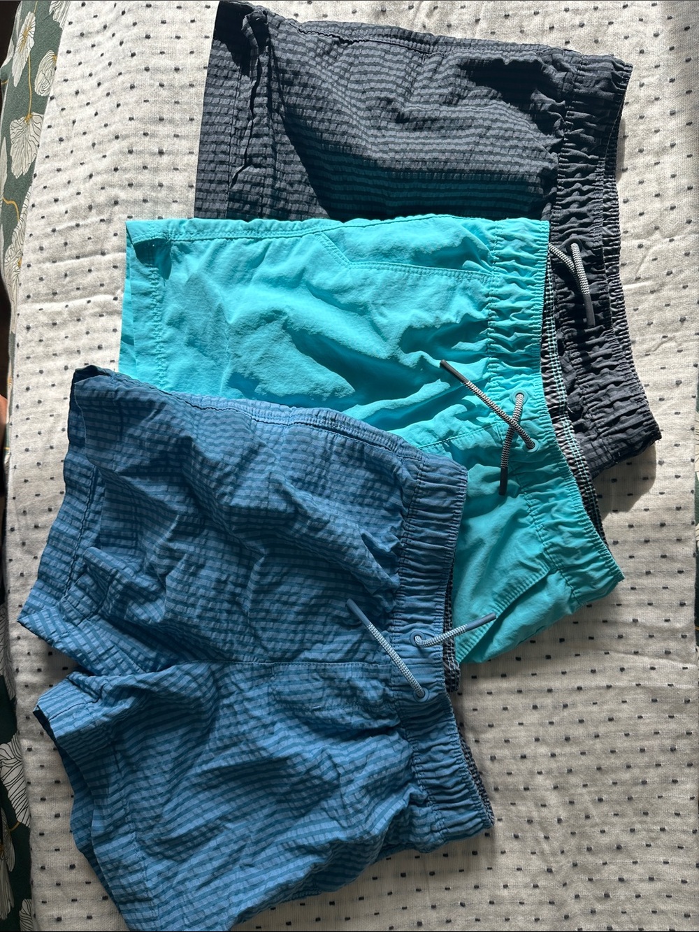 Lot of L 10/12 Boys Swim Trunks - Teal, Blue, Navy